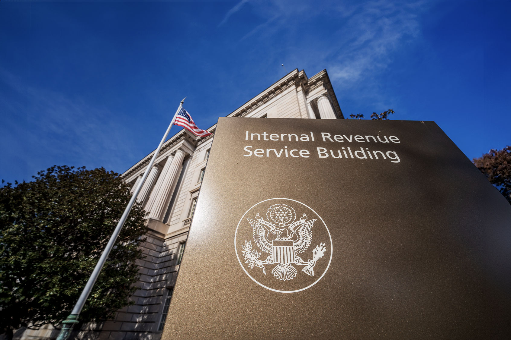 The U.S. Flag flys above the International Revenue Service headquarters building on January 3, 2024, in Washington, D.C. (J. David Ake/Getty Images)