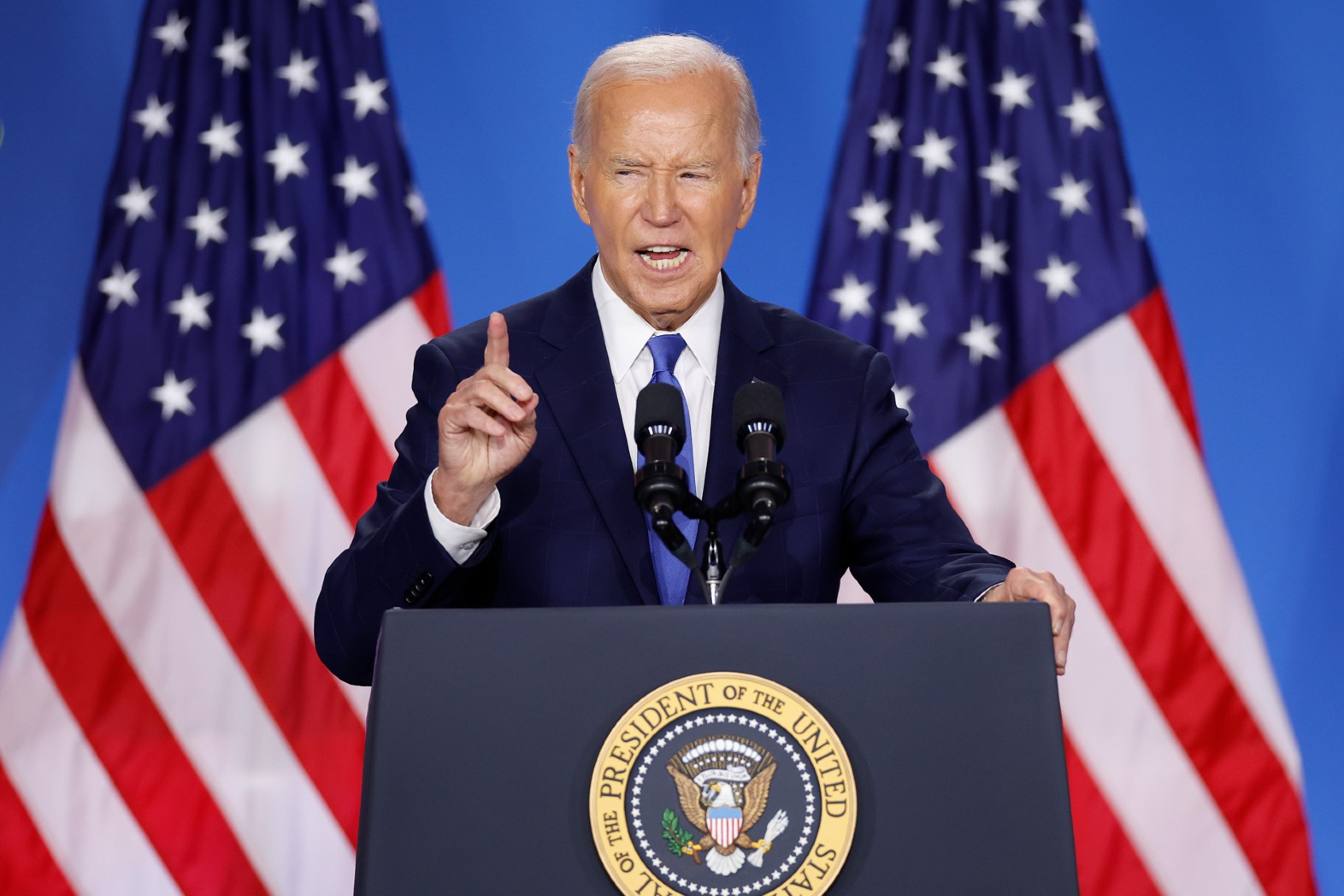 U.S. President Joe Biden holds news conference at the 2024 NATO Summit on July 11, 2024 in Washington, DC. (Kevin Dietsch/Getty Images)