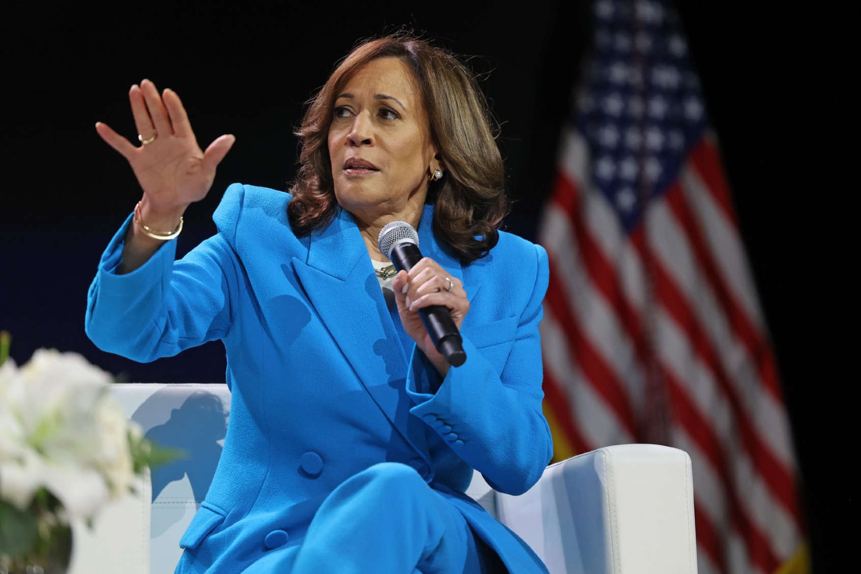 U.S. Vice President Kamala Harris speaks at the Global Black Economic Forum during the 30th annual Essence Festival of Culture at the Ernest N. Morial Convention Center on July 6, 2024 in New Orleans, Louisiana. (Michael DeMocker/Getty Images)