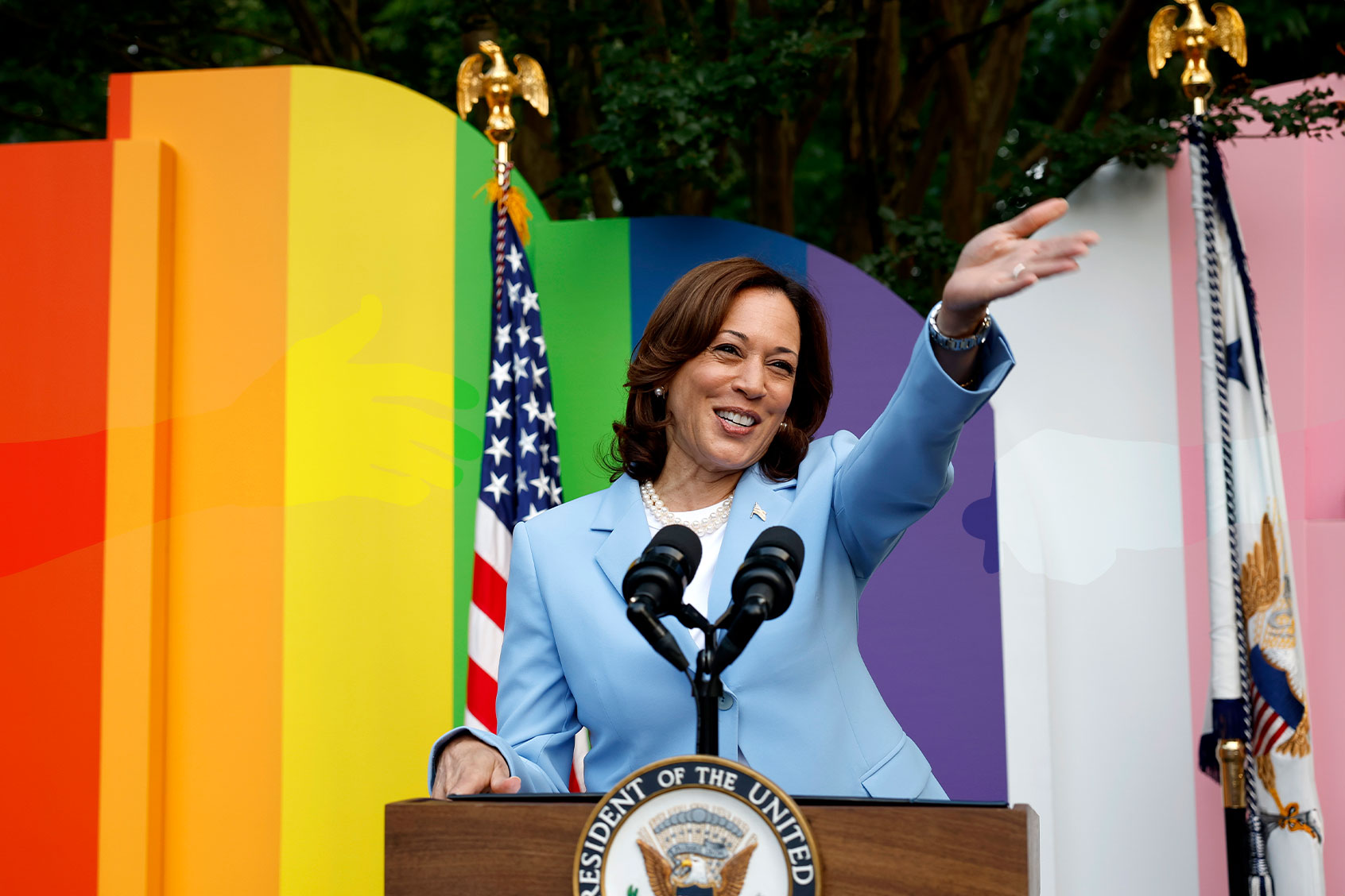 Vice President Kamala Harris speaks onstage during a Pride Celebration hosted by the Vice President Of The United States and Mr. Emhoff in collaboration with GLAAD on June 28, 2023 in Washington, DC. (Tasos Katopodis/Getty Images for GLAAD)