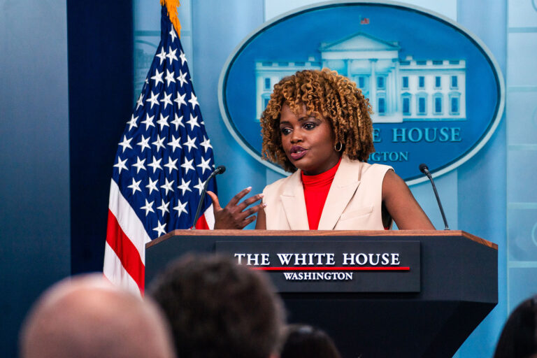 White House Press Secretary Karine Jean-Pierre during the Daily Briefing in The James S. Brady Press Briefing Room at the White House on Wednesday July 3, 2024. (Demetrius Freeman/The Washington Post via Getty Images)