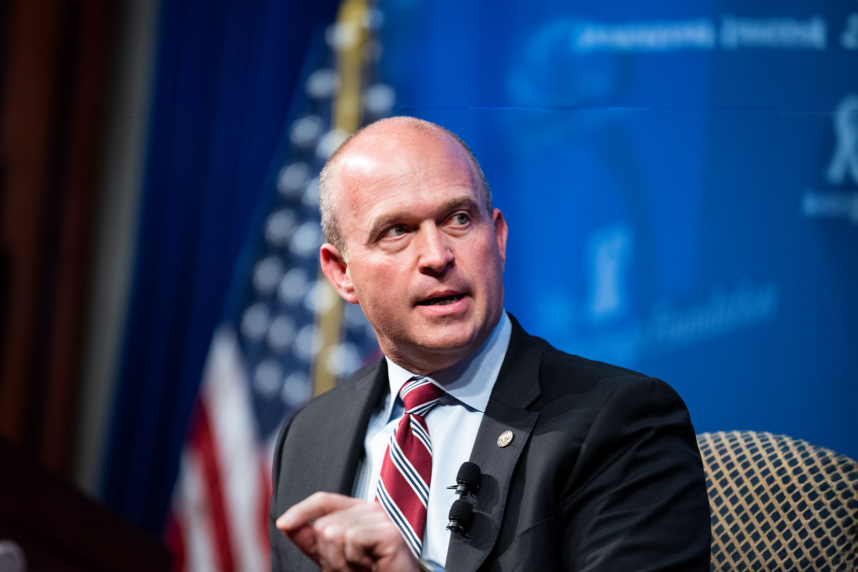 The Heritage Foundation president Dr. Kevin Roberts conducts a discussion with former Vice President Mike Pence titled The Freedom Agenda and America's Future, in Washington, D.C. on Wednesday, October 19, 2022. (Tom Williams/CQ-Roll Call, Inc via Getty Images)