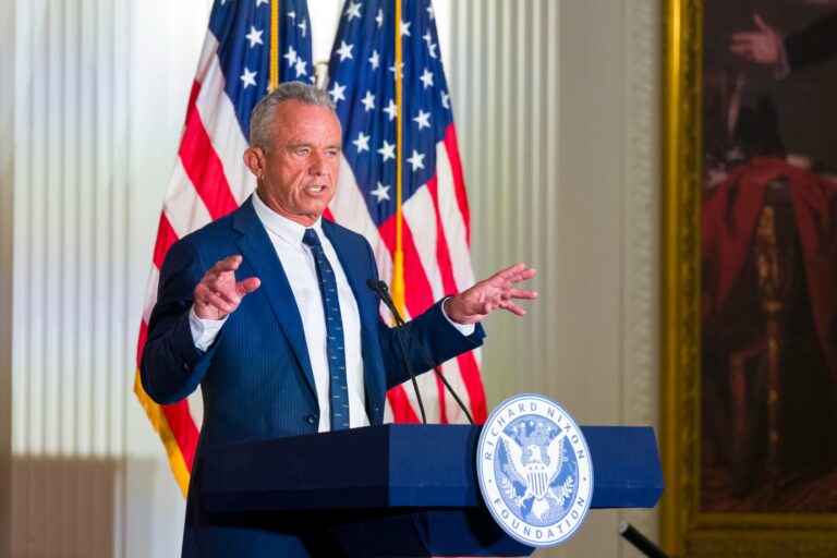 Presidential candidate Robert F. Kennedy, Jr. delivers a speech outlining his foreign policy vision at the Richard Nixon Presidential Library and Museum in Yorba Linda on Wednesday, June 12, 2024. (Leonard Ortiz/MediaNews Group/Orange County Register via Getty Images)