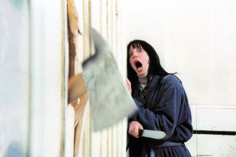 Terrified Shelley Duvall in lobby card for the film 'The Shining', 1980. (Warner Brothers/Getty Images)
