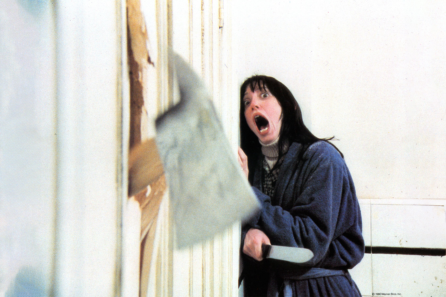 Terrified Shelley Duvall in lobby card for the film 'The Shining', 1980. (Warner Brothers/Getty Images)