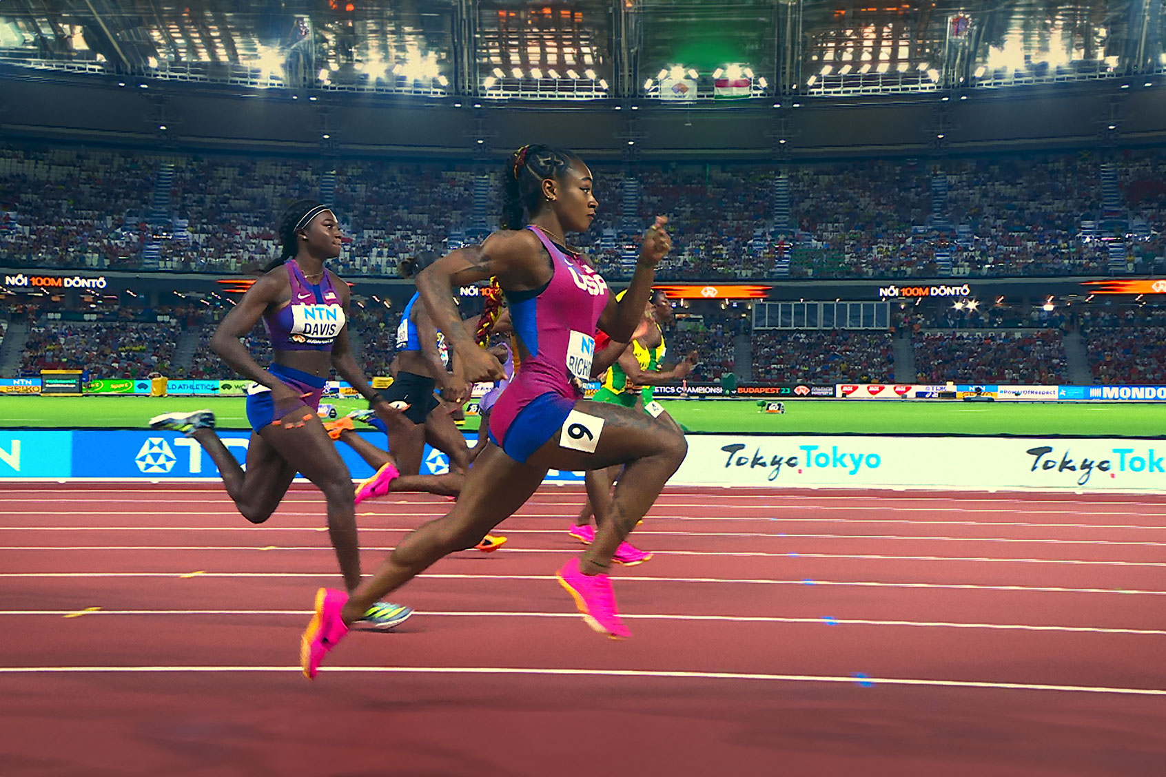 Tamari Davis and ShaCarri Richardson in "Sprint" (Netflix)