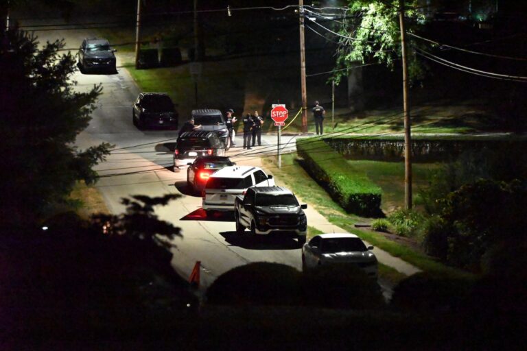Police cars outside the residence of suspect Thomas Matthew Crooks, Trump Rally Shooter, investigate the area in Pennsylvania, United States on July 14, 2024. (Kyle Mazza/Anadolu via Getty Images)