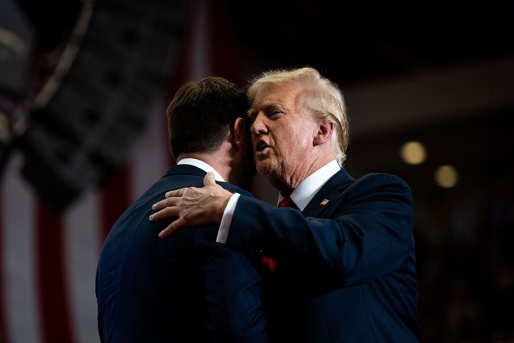 Republican vice presidential nominee U.S. Sen. J.D. Vance (R-OH) introduces U.S. Republican Presidential nominee former President Donald Trump during a rally at Herb Brooks National Hockey Center on July 27, 2024 in St Cloud, Minnesota. (Stephen Maturen/Getty Images)