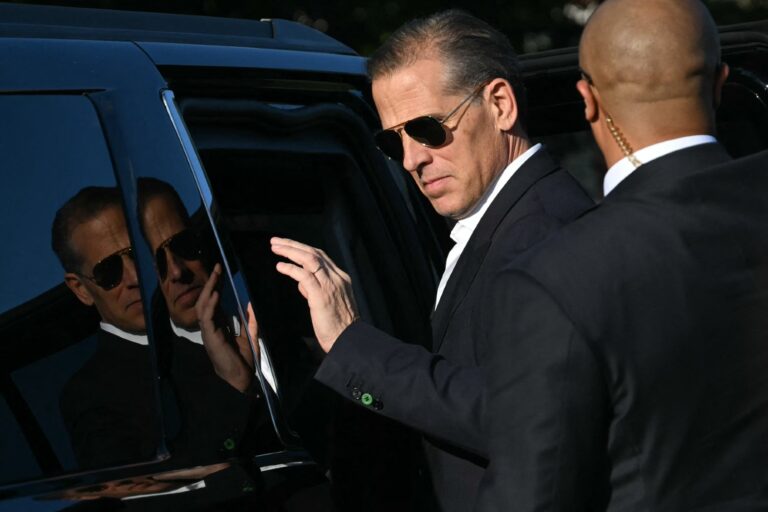 Hunter Biden, son of U.S. President Joe Biden, steps into a car upon arrival at Fort Lesley J. McNair in Washington, DC, on July 1, 2024. (MANDEL NGAN/AFP via Getty Images)