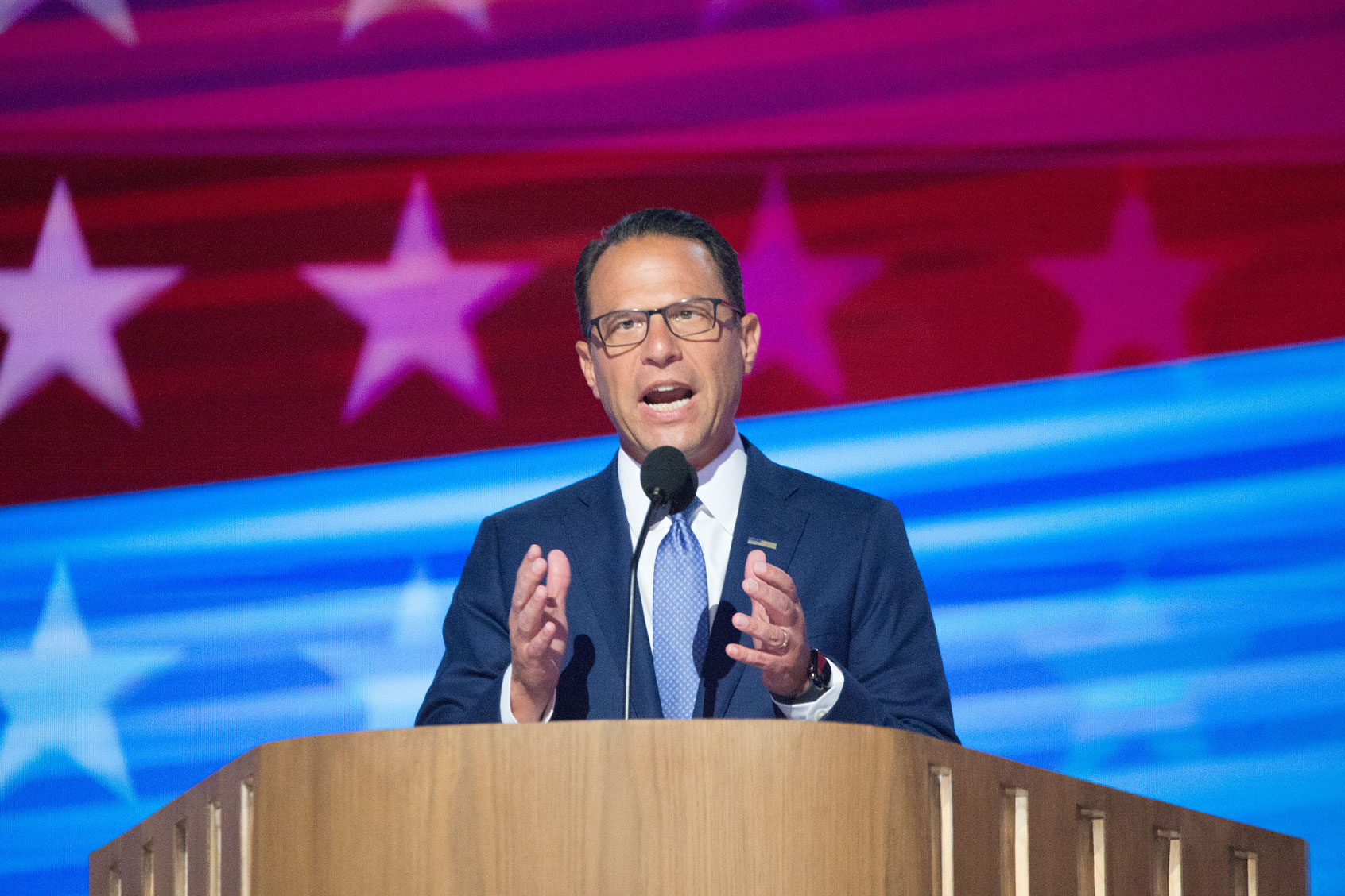 Josh Shapiro, governor of Pennsylvania, makes a speech during the Democratic National Convention (DNC) at the United Center in Chicago, Illinois, United States, on August 21, 2024. (Jacek Boczarski/Anadolu via Getty Images)