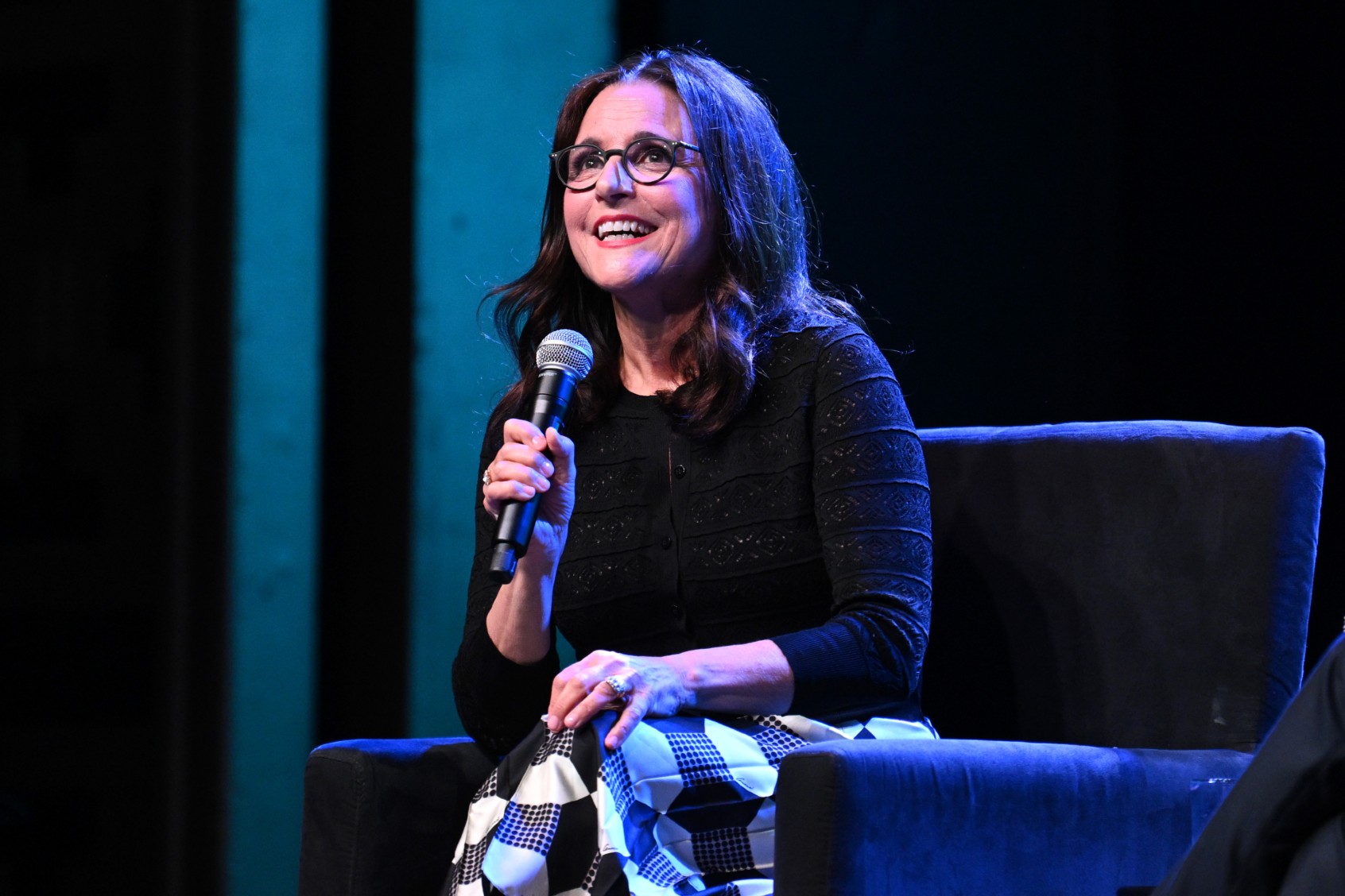 Julia Louis-Dreyfus speaks onstage during The 2023 New Yorker Festival at Webster Hall on October 06, 2023, in New York City. (Bryan Bedder/Getty Images for The New Yorker)