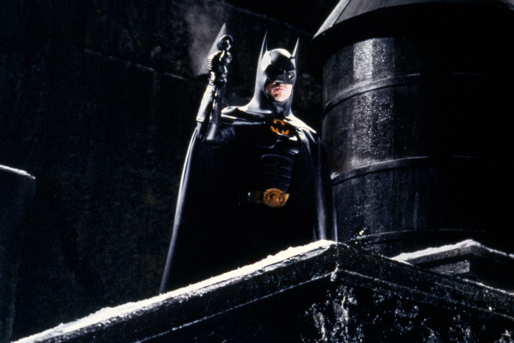 American actor Michael Keaton on the set of Batman Returns, directed by Tim Bruton. (Warner Bros. Pictures/Sunset Boulevard/Corbis via Getty Images)