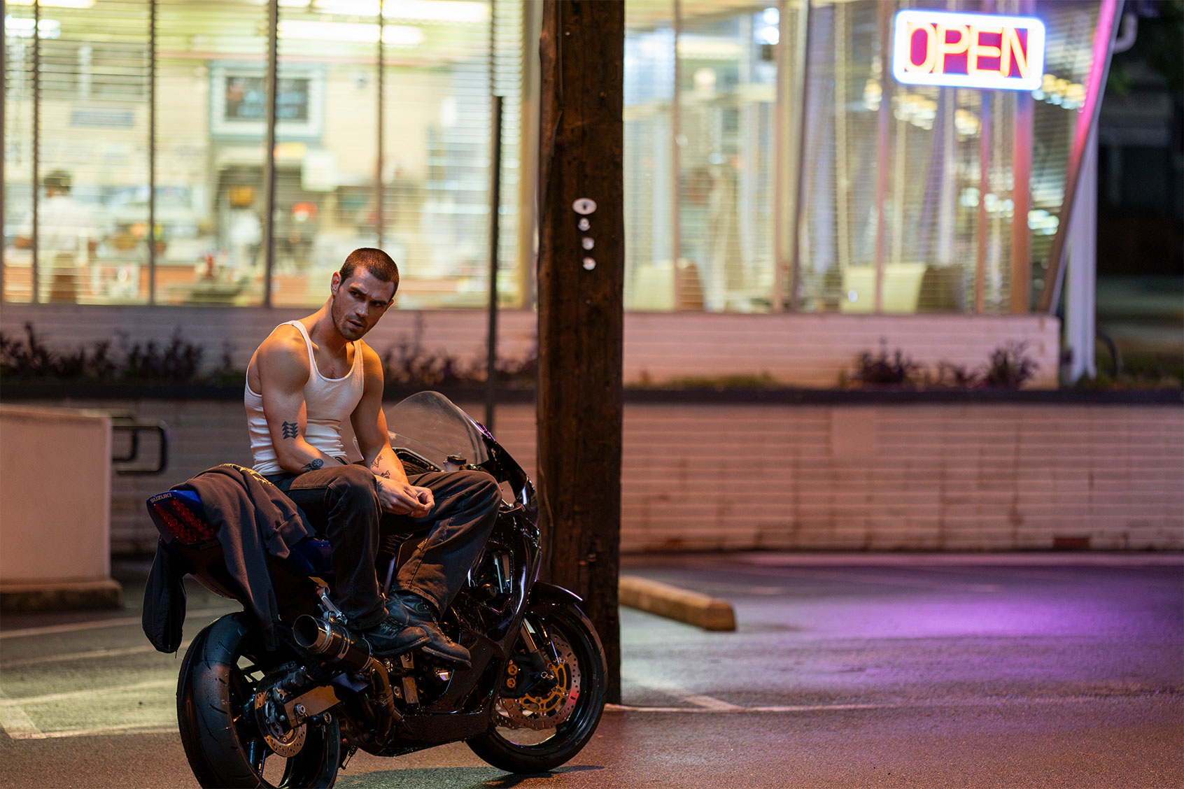 KJ Apa as Wes Neal in "One Fast Move" (Frank Masi/Prime Video)
