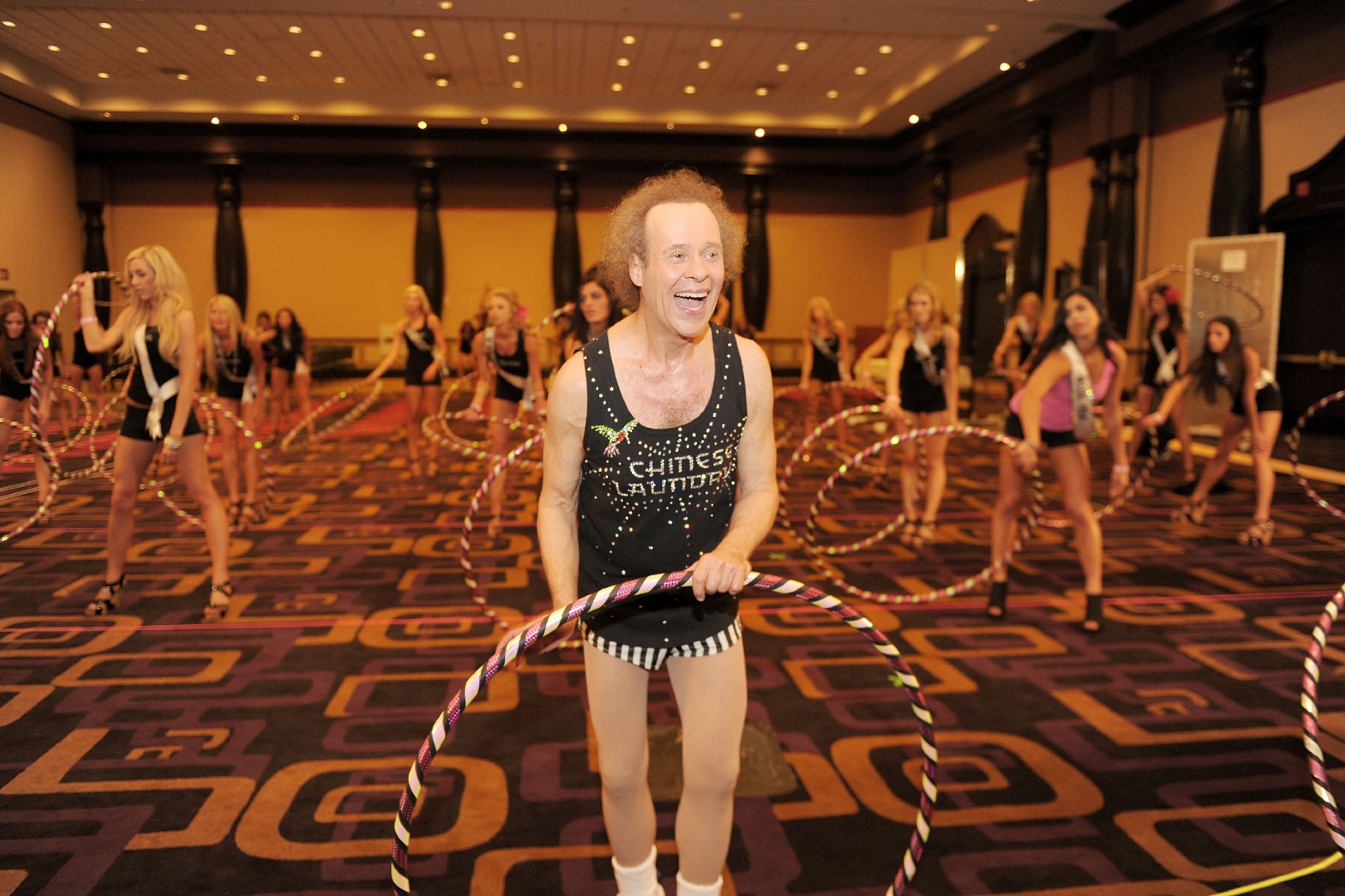Richard Simmons at the Chinese Laundry Presents The Miss USA Hula Hoop Competition With Richard Simmons at Las Vegas NV. (Denise Truscillo/WireImage)