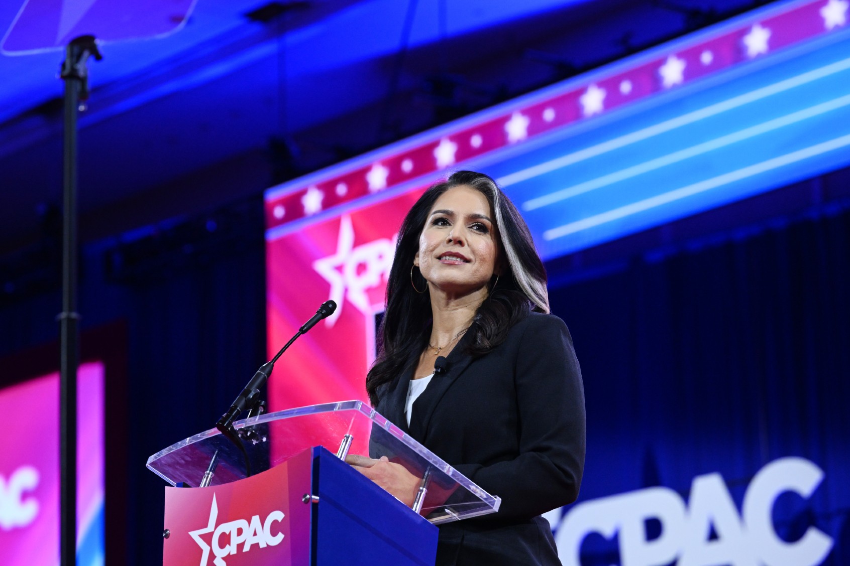 Former U.S. Representative Tulsi Gabbard appears at CPAC at Gaylord Resort and Convention Center on Thursday February 22, 2024 in National Harbor, MD. (Matt McClain/The Washington Post via Getty Images)