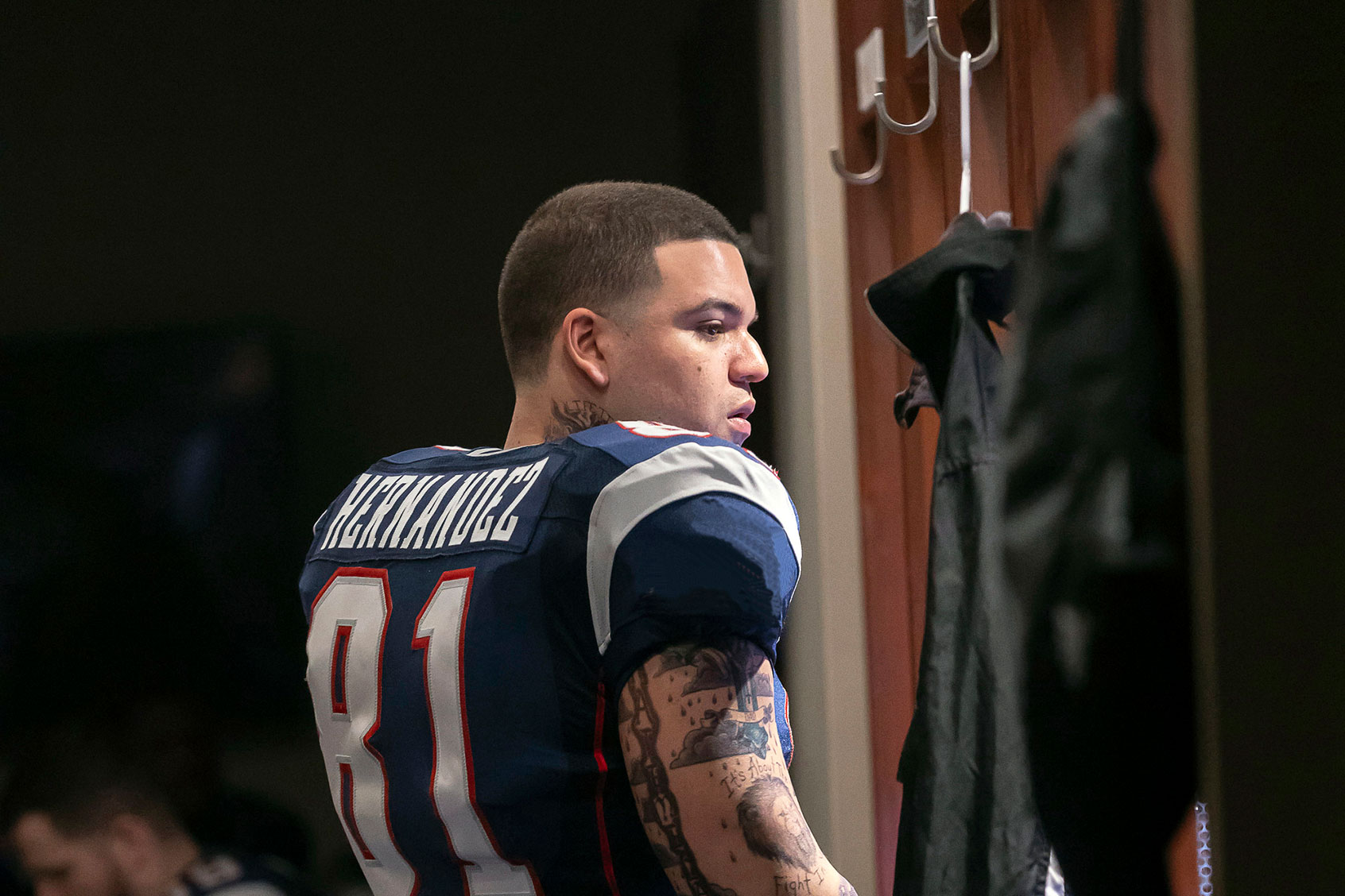Josh Rivera as Aaron Hernandez in "American Sports Story: Aaron Hernandez" (Courtesy of FX)