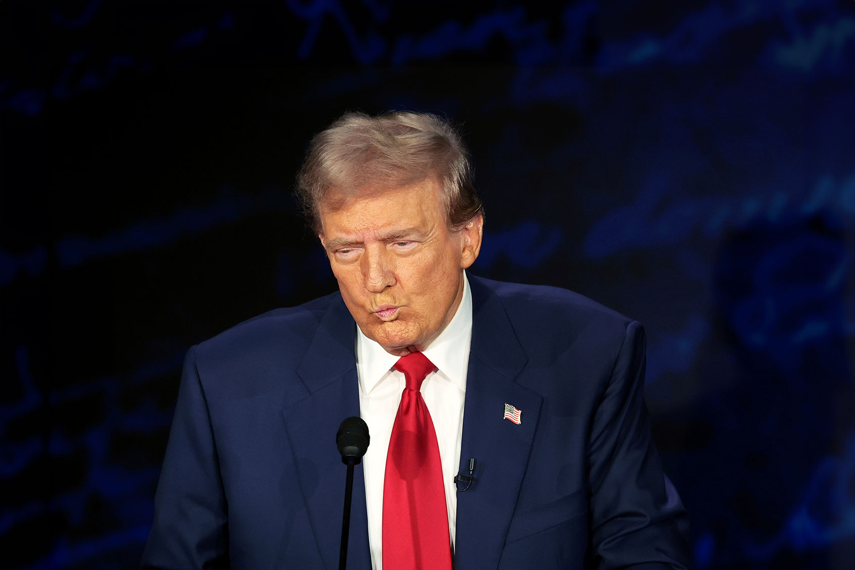 Republican presidential nominee, former U.S. President Donald Trump, debates Democratic presidential nominee, U.S. Vice President Kamala Harris, for the first time during the presidential election campaign at The National Constitution Center on September 10, 2024 in Philadelphia, Pennsylvania. (Win McNamee/Getty Images)