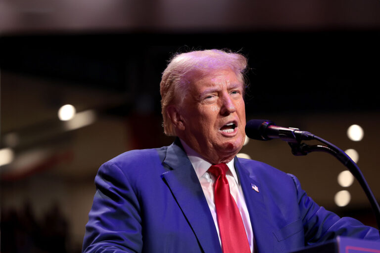 Republican presidential nominee, former U.S. President Donald Trump, speaks during a campaign rally on September 23, 2024 in Indiana, Pennsylvania. (Win McNamee/Getty Images)