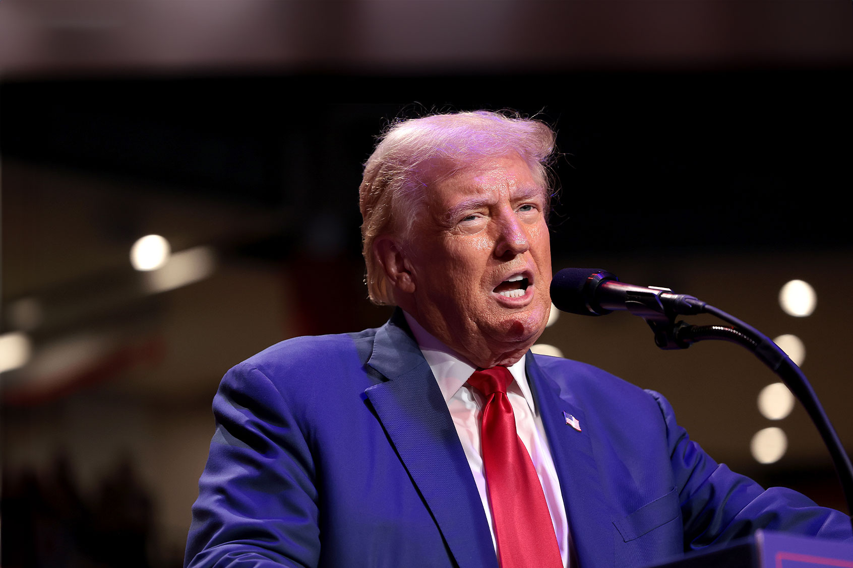 Republican presidential nominee, former U.S. President Donald Trump, speaks during a campaign rally on September 23, 2024 in Indiana, Pennsylvania. (Win McNamee/Getty Images)