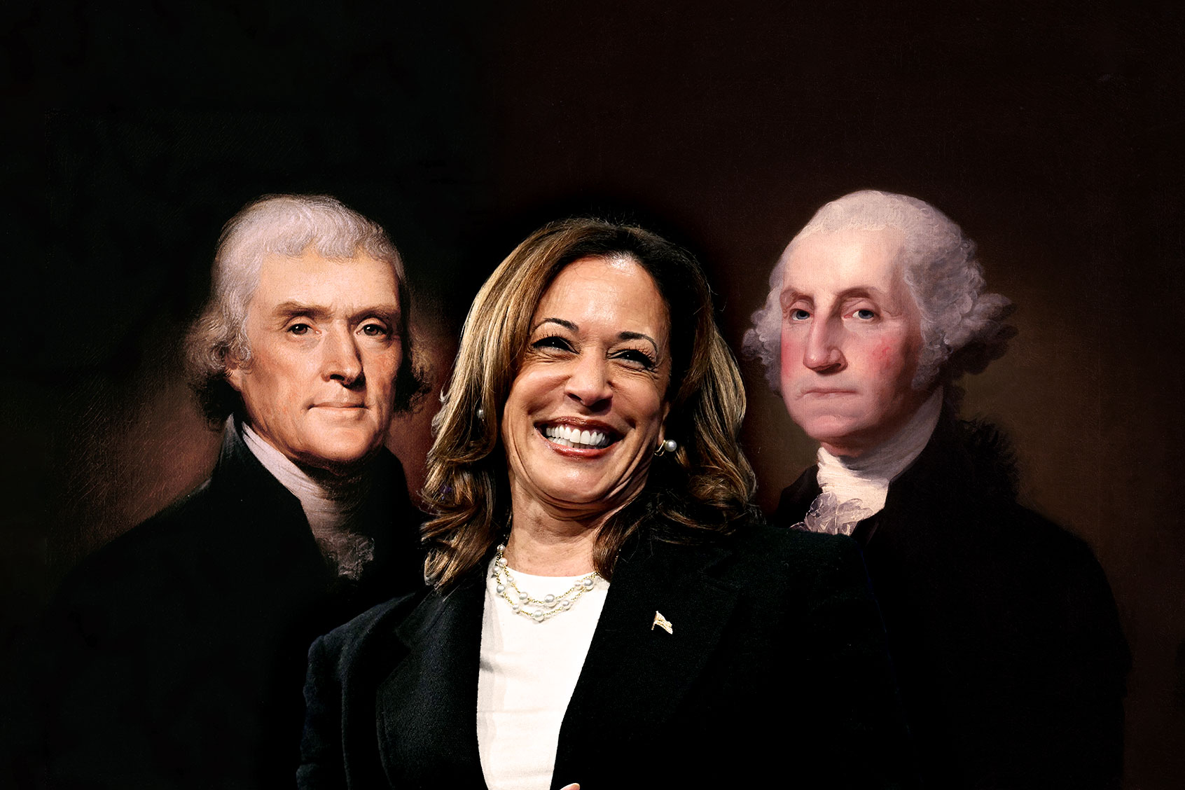 Kamala Harris, Thomas Jefferson and George Washington (Photo illustration by Salon/Getty Images)