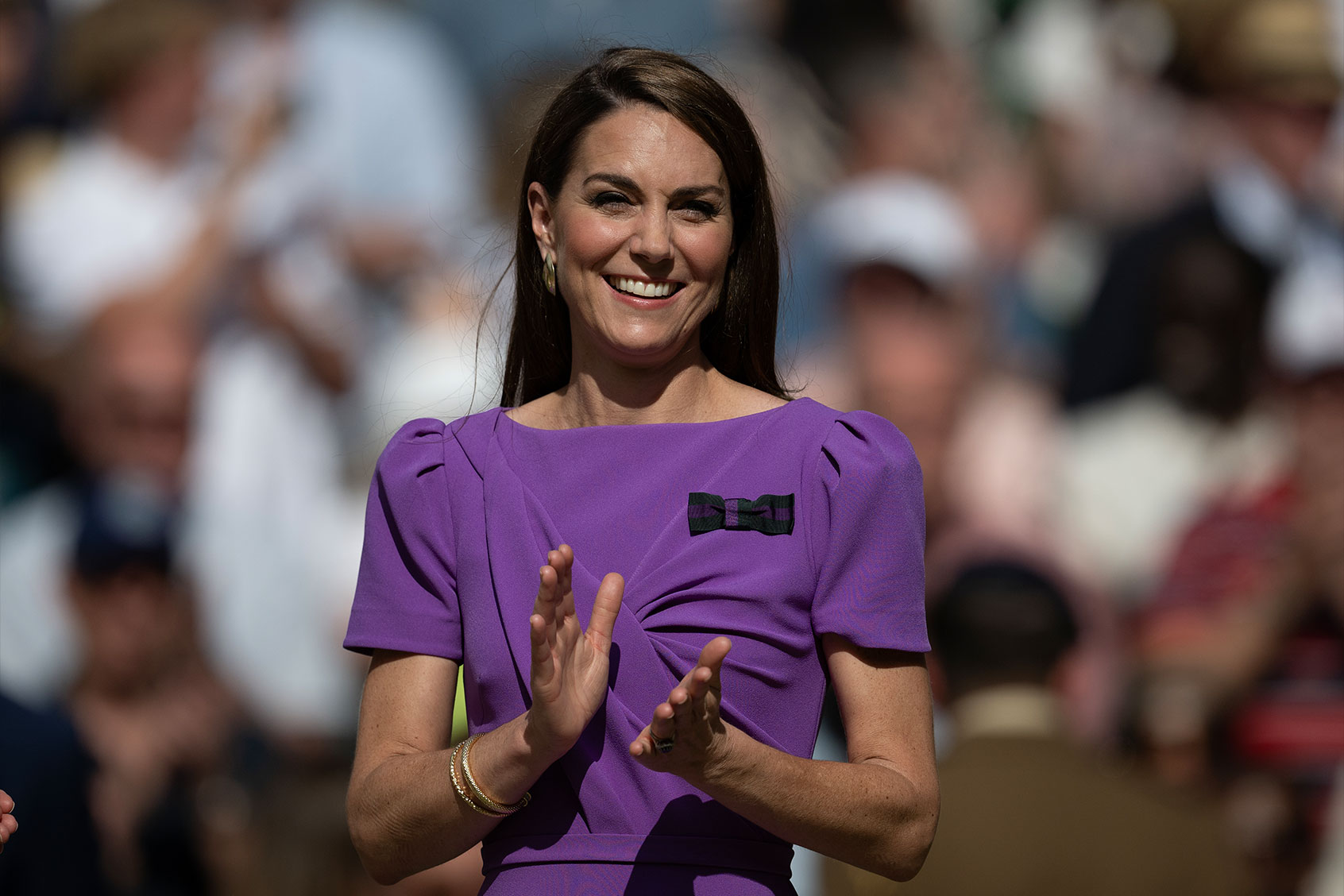 Catherine, Princess of Wales during the trophy presentation after the Carlos Alcaraz of Spain vs. Novak Djokovic of Serbia Gentlemen's Singles Final during day fourteen of The Championships Wimbledon 2024 at All England Lawn Tennis and Croquet Club on July 14, 2024 in London, England. (Visionhaus/Getty Images)
