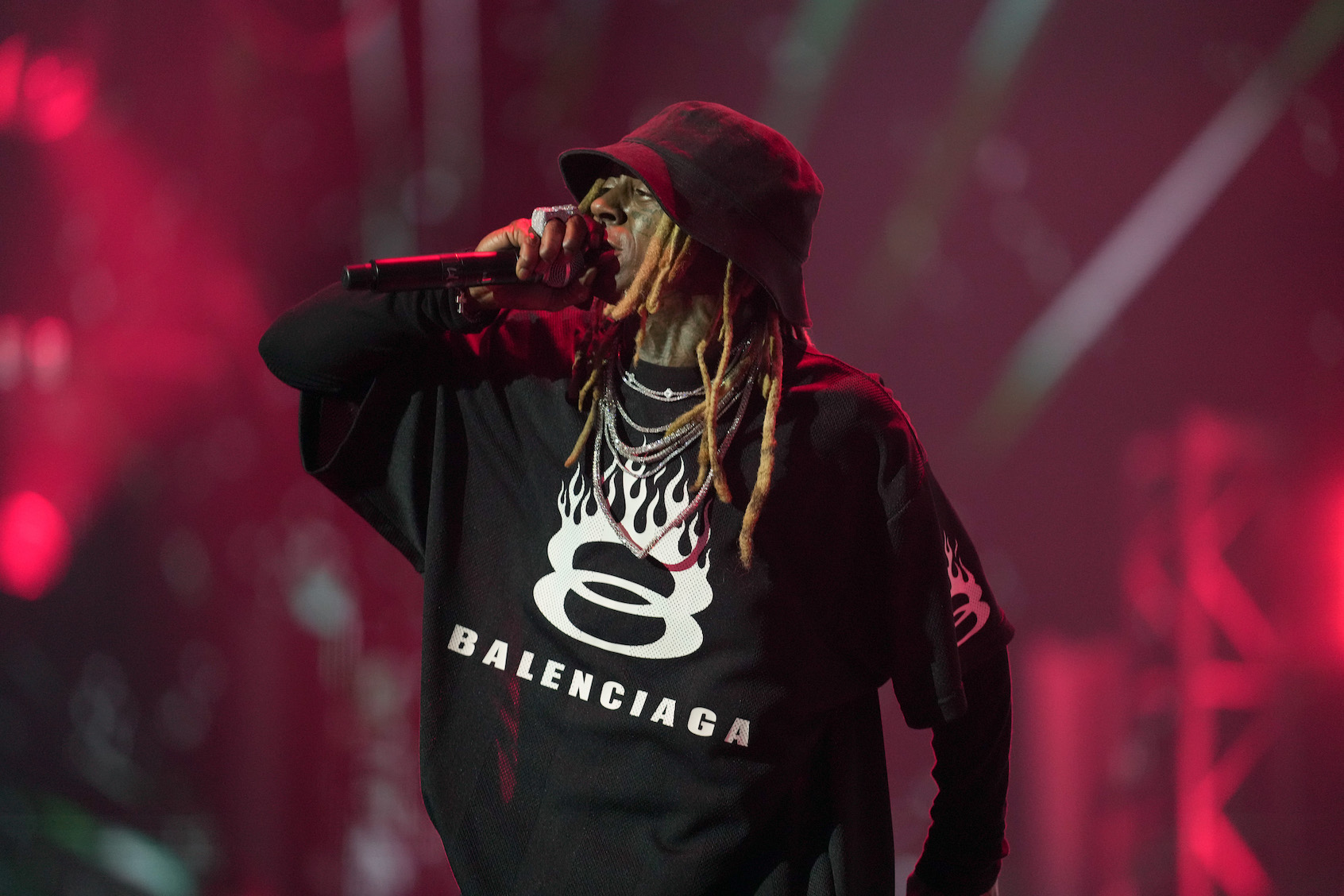 Lil Wayne performs onstage during Day 1 of the 2024 ESSENCE Festival of Culture presented by Coca-Cola at Caesars Superdome on July 05, 2024 in New Orleans, Louisiana. (Photo by Josh Brasted/Getty Images for ESSENCE)