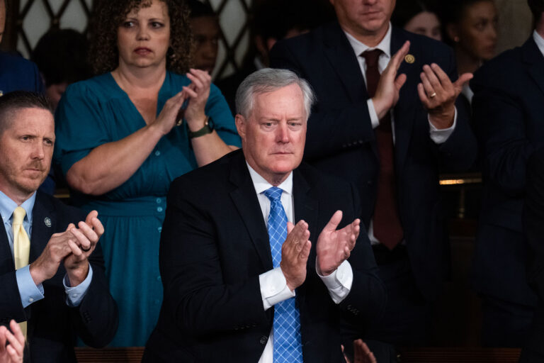 Former Rep. Mark Meadows, R-N.C., applauds during Israeli Prime Minister Benjamin Netanyahu's address to a joint meeting of Congress in the House chamber of the U.S. Capitol on Wednesday, July 24, 2024. (Tom Williams/CQ-Roll Call, Inc via Getty Images)