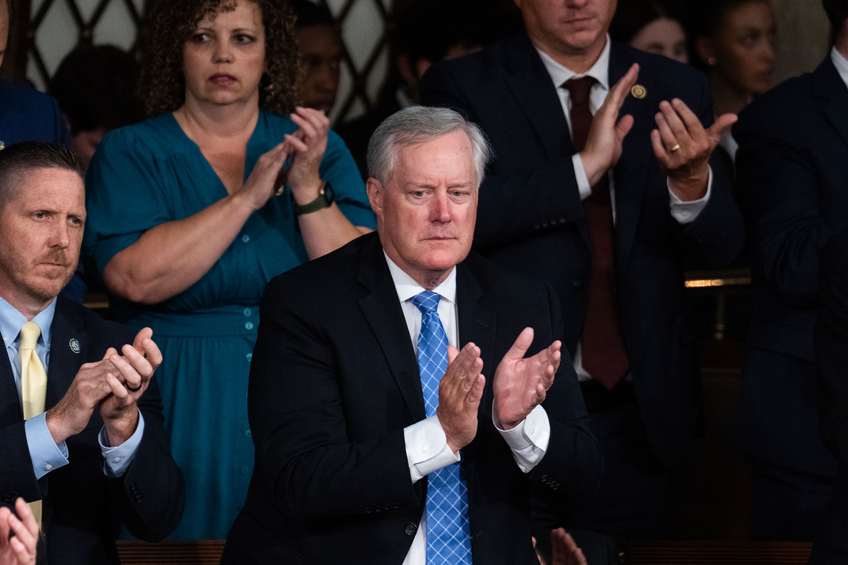 Former Rep. Mark Meadows, R-N.C., applauds during Israeli Prime Minister Benjamin Netanyahu's address to a joint meeting of Congress in the House chamber of the U.S. Capitol on Wednesday, July 24, 2024. (Tom Williams/CQ-Roll Call, Inc via Getty Images)