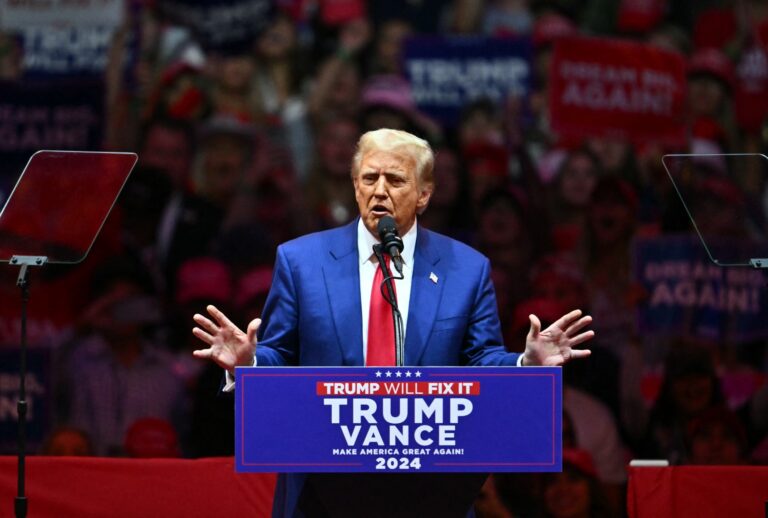 Former President and Republican presidential candidate Donald Trump speaks during a campaign rally at Madison Square Garden in New York, October 27, 2024. (ANGELA WEISS/AFP via Getty Images)