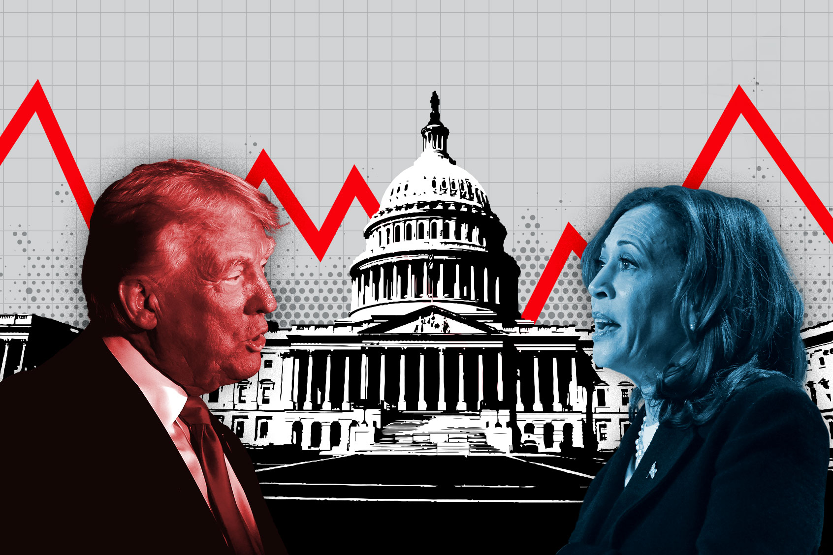 Donald Trump and Kamala Harris (Photo illustration by Salon/Getty Images)