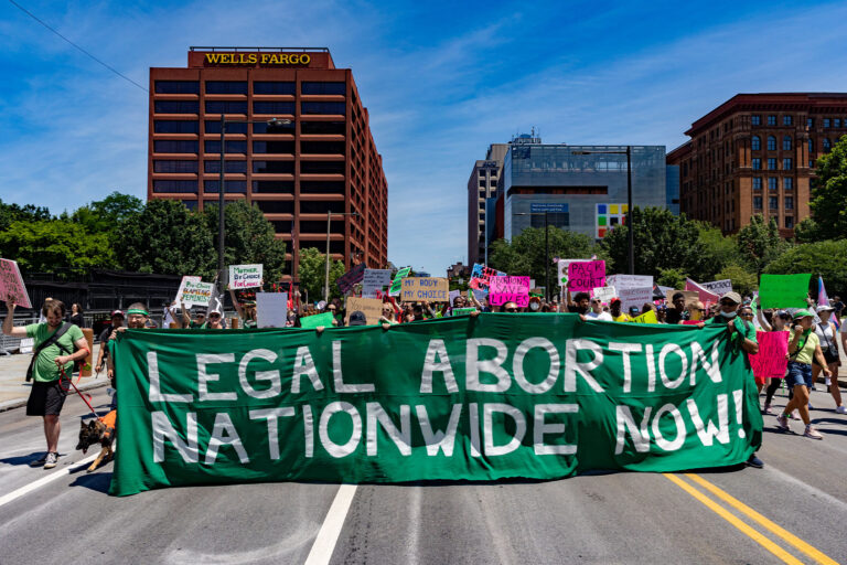 Abortion rights protestors rally on July 4, 2022 in Philadelphia, Pennsylvania. (Hannah Beier/Getty Images)