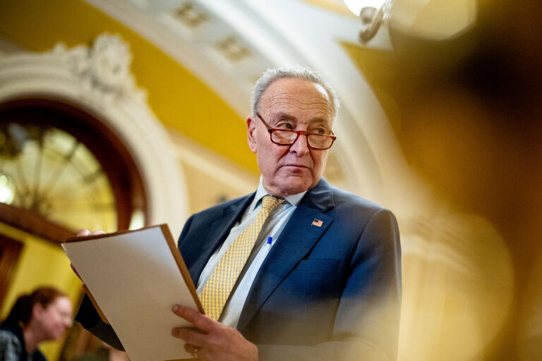 Senate Majority Leader Chuck Schumer (D-NY) appears for a news conference following the weekly Senate Democratic policy luncheon at the U.S. Capitol on November 19, 2024 in Washington, DC. (Andrew Harnik/Getty Images)