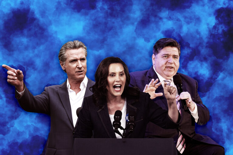 Gavin Newsom, Gretchen Whitmer and JB Pritzker (Photo illustration by Salon/Getty Images)