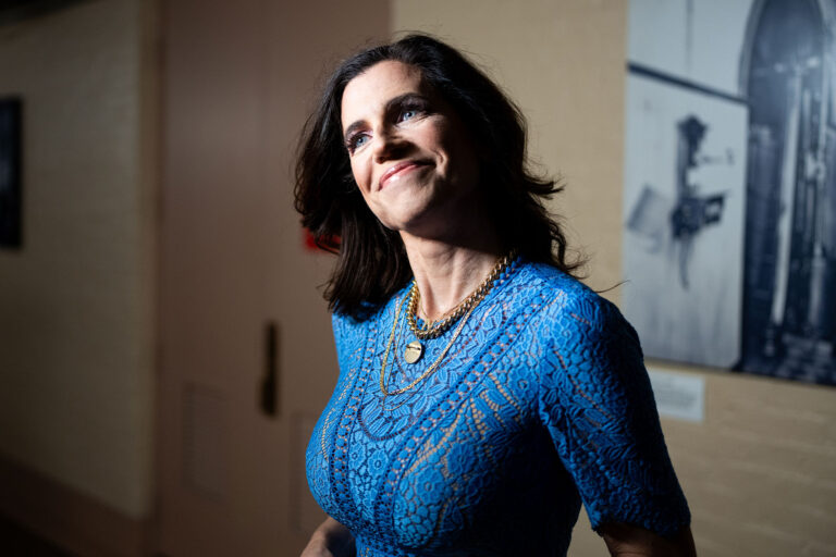Rep. Nancy Mace, R-S.C., stops to speak to a TV crew as she arrives for the House Republican Conference caucus meeting in the U.S. Capitol on Tuesday, September 10, 2024. (Bill Clark/CQ-Roll Call, Inc via Getty Images)