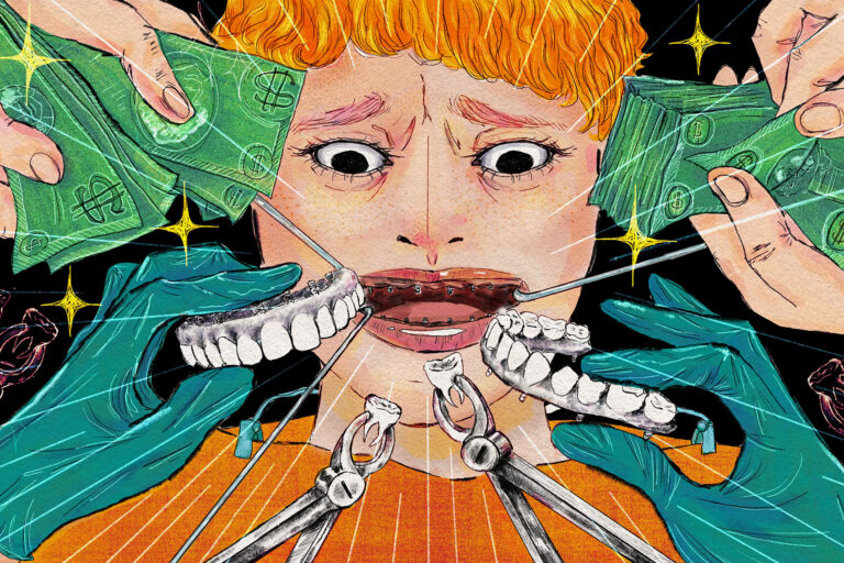 Dental Nightmares (Illustration by Oona Zenda/KFF News)