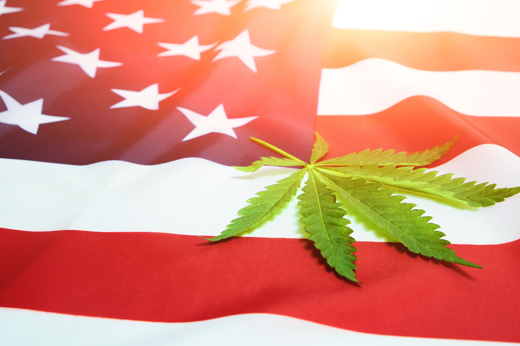 Hemp leaf on an American flag (Getty Images/Dmitriy83)