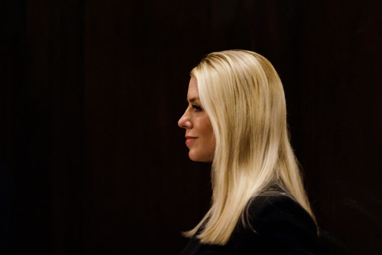 Former Florida Attorney General Pam Bondi, President-elect Donald Trump's pick to be U.S. Attorney General, arrives for a meeting with Sen. Lindsey Graham (R-SC), ranking member on the Senate Judiciary Committee, in the Russell Senate Office Building on December 2, 2024 in Washington, DC. (Samuel Corum/Getty Images)