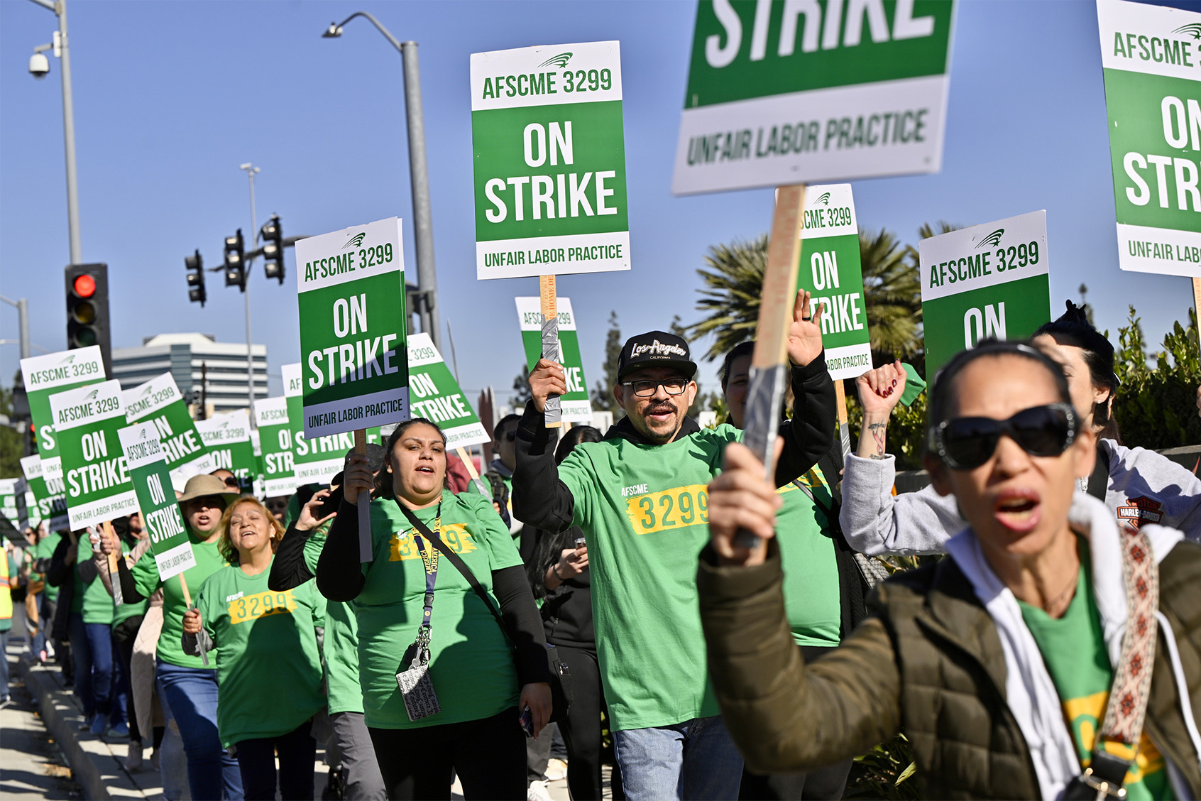 Patient care and service workers protest at UCI Medical Center in Orange, CA. (Jeff Gritchen/MediaNews Group/Orange County Register via Getty Images)