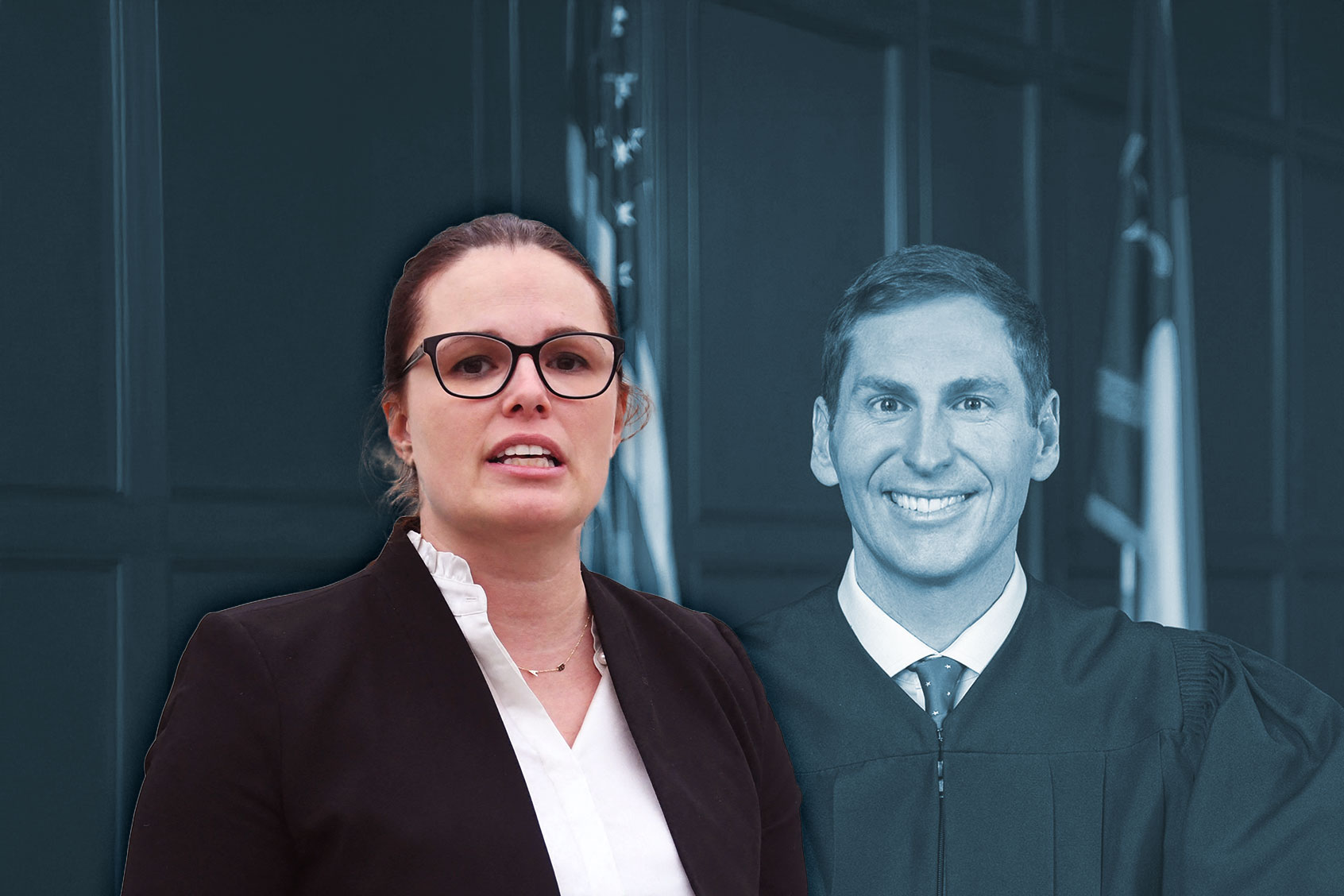 Allison Riggs and Jefferson Griffin (Photo illustration by Salon/Getty Images/North Carolina Judicial Branch)