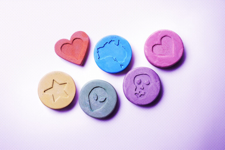 Ecstasy tablets, with an imprint of the country of Australia (Photo illustration by Salon/Getty Images)