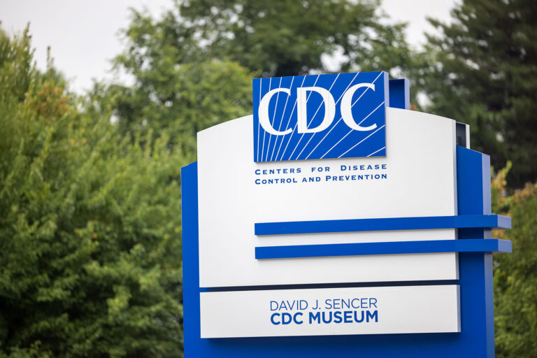 A view of the sign of Center for Disease Control headquarters is seen in Atlanta, Georgia, United States on August 06, 2022. (Nathan Posner/Anadolu Agency via Getty Images)