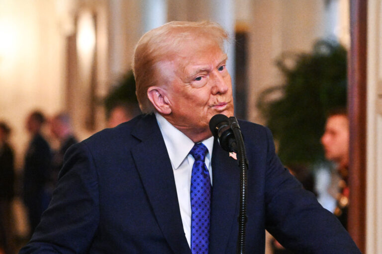 US President Donald Trump speaks before signing the Laken Riley Act in the East Room of the White House in Washington, DC, January 29, 2025. (ROBERTO SCHMIDT/AFP via Getty Images)