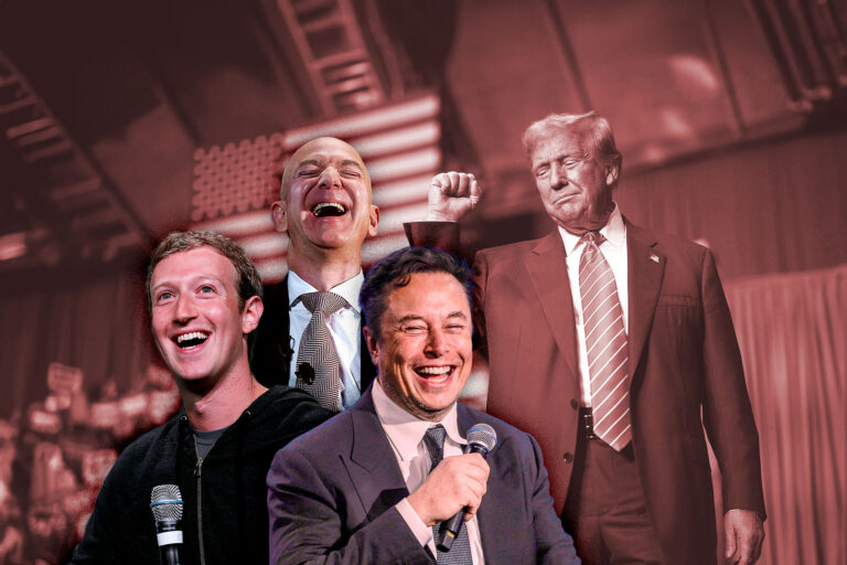 Donald Trump, Jeff Bezos, Mark Zuckerberg and Elon Musk (Photo illustration by Salon/Getty Images)