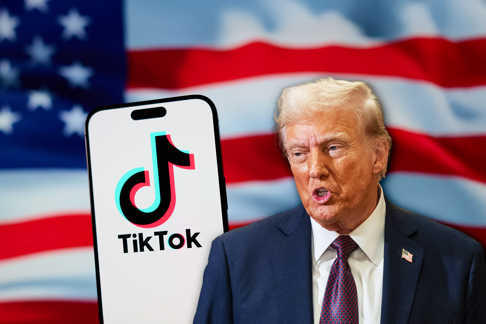 Donald Trump and the Tiktok app (Photo illustration by Salon/Getty Images)
