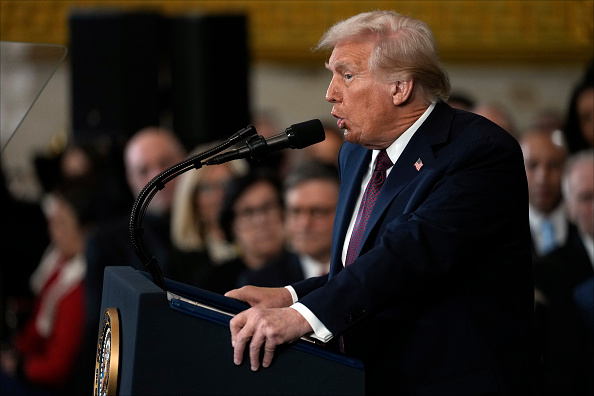 U.S. President Donald Trump gives his inaugural address after being sworn in at the U.S. Capitol Rotunda on January 20, 2025 in Washington, DC. (Julia Demaree Nikhinson - Pool/Getty Images)