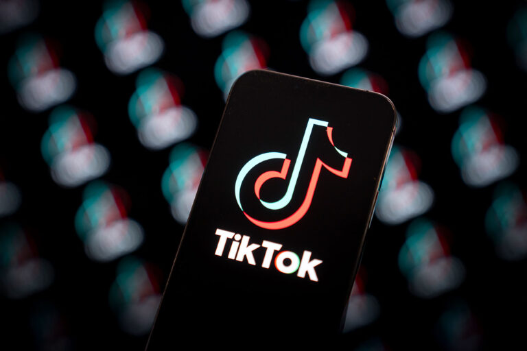 The TikTok logo is seen on a mobile device (Jaap Arriens/NurPhoto via Getty Images)