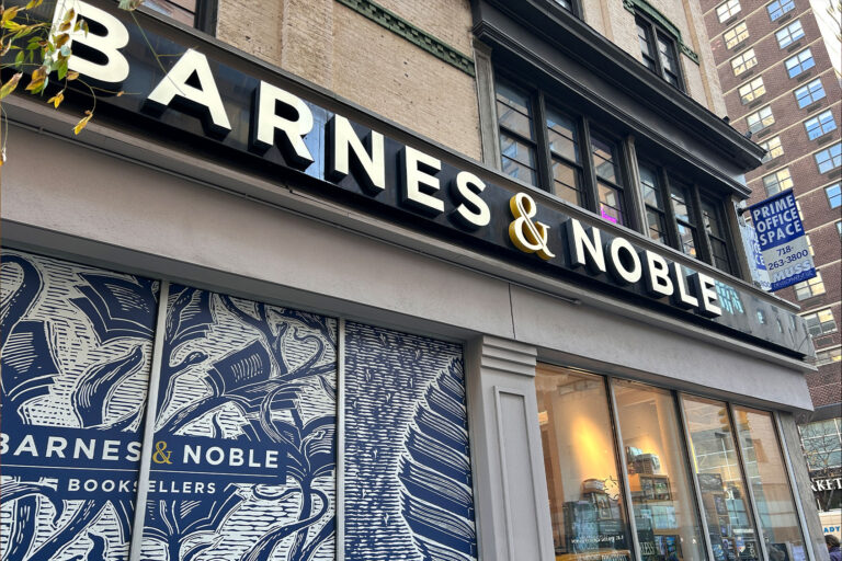 Barnes & Noble store signs on Upper East Side, Manhattan, New York City. (Lindsey Nicholson/UCG/Universal Images Group via Getty Images)