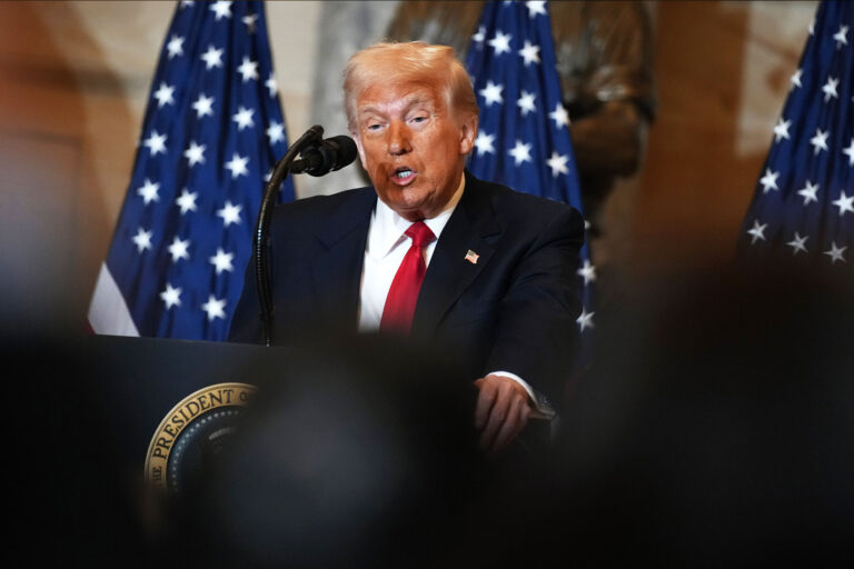 U.S. President Donald Trump speaks at the National Prayer Breakfast at the U.S. Capitol on February 06, 2025 in Washington, DC. (Andrew Harnik/Getty Images)