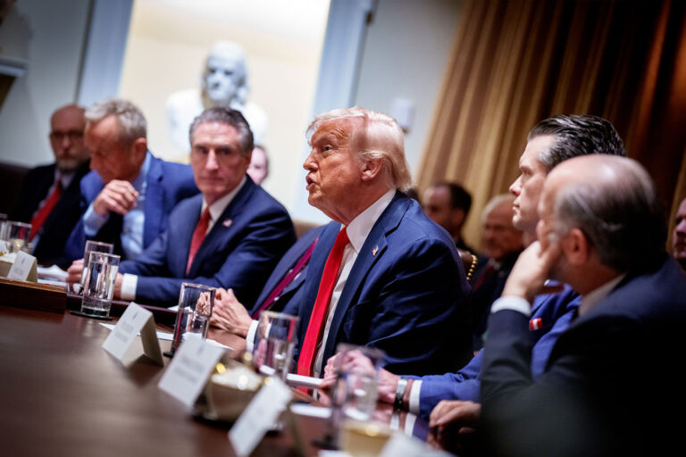 President Donald Trump speaks during a Cabinet meeting at the White House, Feb. 26, 2025. (Andrew Harnik/Getty Images)