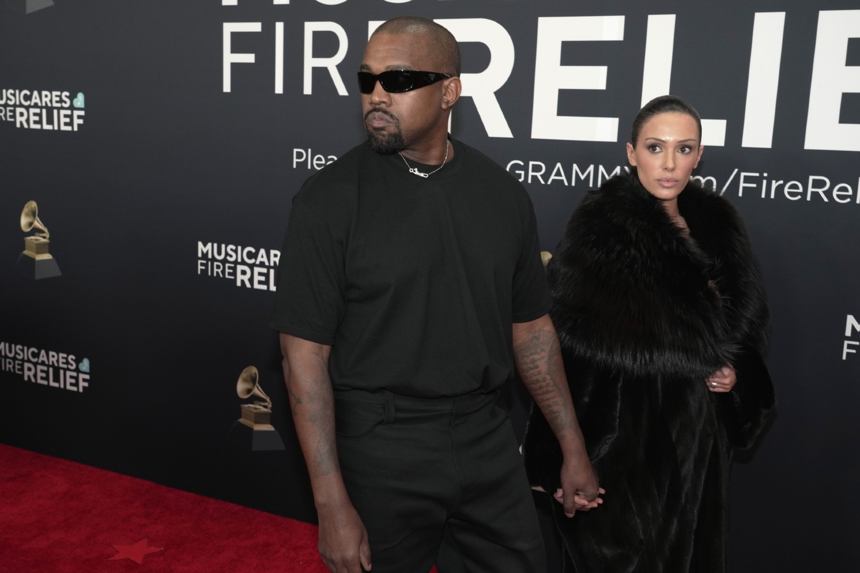 Kanye West and Bianca Censor attend the 67th GRAMMY Awards at Crypto.com Arena on February 02, 2025 in Los Angeles, California. (Jeff Kravitz/FilmMagic/Getty)